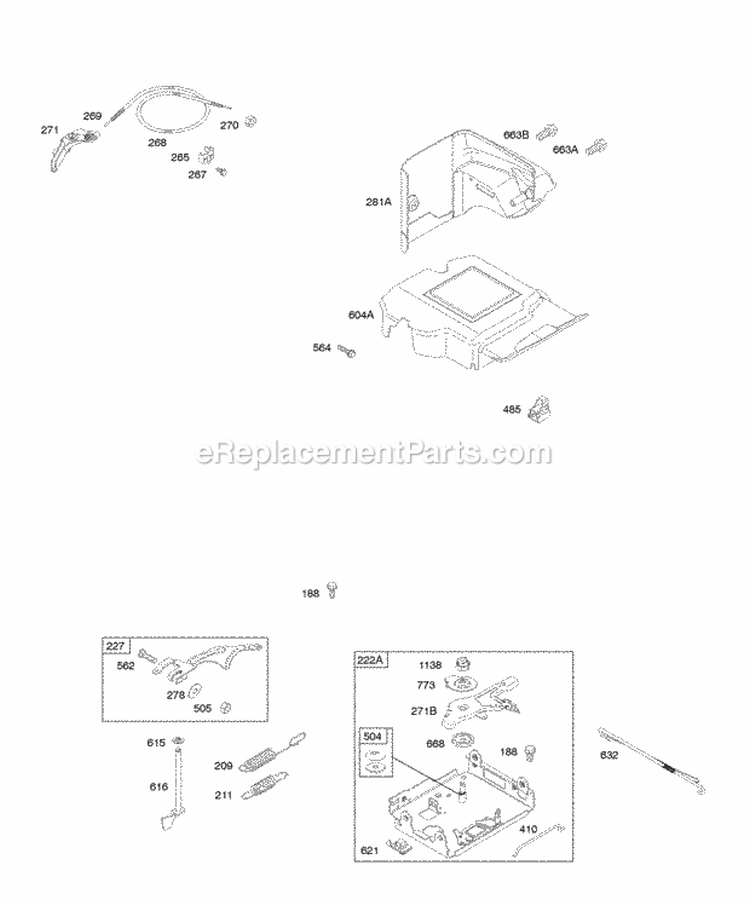 Controls Governor Spring Diagram and Parts List for 21B417-1117-E1  Briggs and Stratton Engine